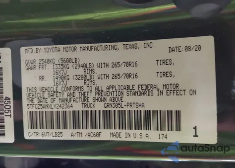 2020 Toyota Tacoma Trd Pro from USA, damaged, VIN 5TFCZ5ANXLX242364